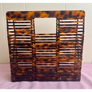 Caged Lucite Tortoiseshell Basket Purse Bag